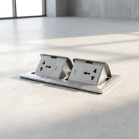 Boente FS23 CE Approuvé 16A Prise de sol escamotable commerciale en acier inoxydable argenté pour intérieur, 2 prises CA, réseau RJ45, 12 mois
