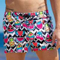 Heren Lichtgewicht Zomer Fruit Bedrukte Board Shorts Aangepaste Logo Zwembroek 100% Polyester Sublimatie Strandkleding