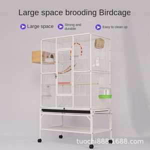 Cage à oiseaux en métal à vente chaude avec plateau en plastique et base en fonte, cage d'élevage multifonctionnelle pour grands perroquets - Product Image 5