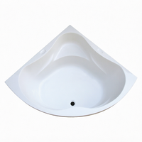 Baignoire d'angle moderne en acrylique 1,5 m, encastrable, avec drain réversible et égouttoir pour salle de bain