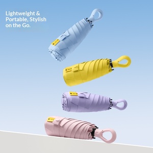 초경량 수동 5단 접이식 천 우산 링 버클 손잡이 자외선 차단 기능 우산 소형 - Product Image 3