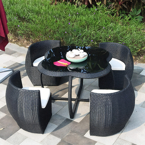 Set di Sedia e Tavolo <span class=keywords><strong>in</strong></span> Legno, Metallo e <span class=keywords><strong>Rattan</strong></span> PE dal Design Moderno, Stile Salvaspazio per Hotel, Cortili, Piscine e Giardini - Product Image 6