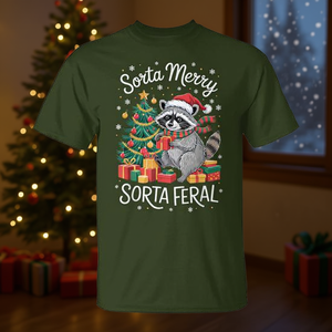 Camiseta Sorta Merry Sorta Feral Raccoon Christmas Tree - Product Image 3