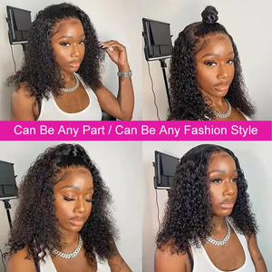 วิกผมบราซิลแบบลอนสั้นทรงบ็อบ 13x4 HD Lace Frontal ผมแท้ลอนลึกแบบโปร่งใส วิกผมปิดหน้าผาก 180% สำหรับผู้หญิง - Product Image 3