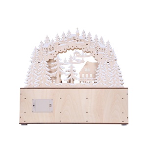 45cm Semicircular Arch Bridge Shape LED Wooden <strong>Christmas</strong> Calendar Tabletop <strong>Village</strong> <strong>House</strong> Bridge Light up Decoration Decor - Product Image 3