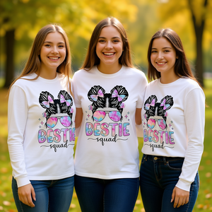 เสื้อยืดแขนยาวคอกลม Bestie Squad ปรับแต่งได้ตามต้องการ เสื้อผ้าส่งเสริมการขายสำหรับผู้ใหญ่ ยูนิเซ็กซ์ พิมพ์ลายดิจิทัล - Product Image 2