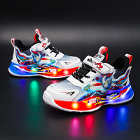 Baskets LED en maille Cema pour enfants, chaussures décontractées pour garçons, style Spider-Man, design lumineux de dessin animé pour le printemps