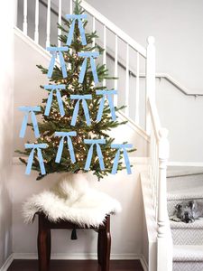Penjualan Langsung Pabrik 24pcs Pita Beludru Biru Muda Hiasan Pohon Natal Klasik Tradisional Dekorasi Karangan Bunga Garland - Product Image 3