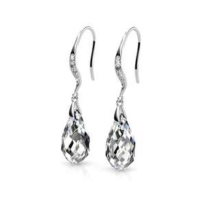 Boucles d'oreilles pendantes classiques haut de gamme en forme de goutte d'eau, en argent 925, avec cristaux, pour femmes - Product Image 1