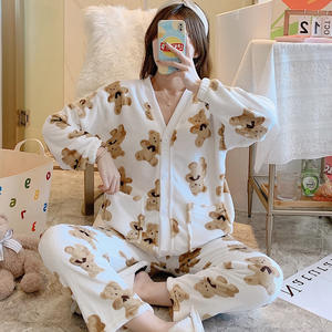 <span class=keywords><strong>Pigiama</strong></span> Loungewear Cardigan in <span class=keywords><strong>pile</strong></span> corallo da notte da donna <span class=keywords><strong>con</strong></span> <span class=keywords><strong>bottoni</strong></span> scollo a v diretto in fabbrica - Product Image 1