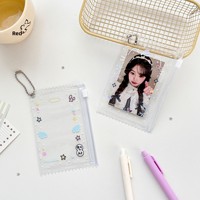 Pochette à fermeture éclair en PVC à pois de 3 pouces, populaire, pour cartes photo, badges, épingles et objets de collection, avec porte-clés mignon et breloque de sac