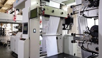 Machine d'impression flexographique automatique sans arbre à servomoteur, haute vitesse, multicolore, pour masques en tissu non tissé, type empilable