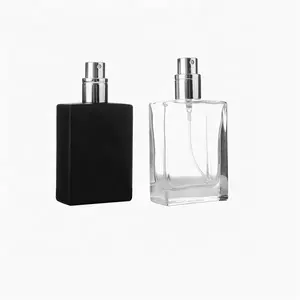 Многоразовый квадратный белый прозрачный 30 мл 50 мл 100 мл стеклянный флакон для парфюмерного масла черный с коробкой