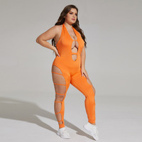 Combinaison sans manches pour femmes grandes tailles, justaucorps de danse, dos nu, bodycon, combinaisons pour l'entraînement, le yoga