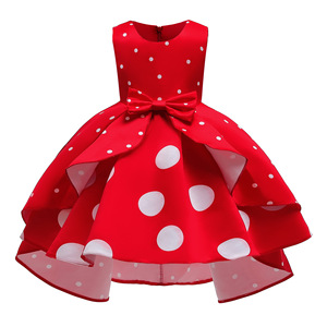 Se Busca Distribuidor: Atractivo Vestido de Princesa para Niñas, Bordado a Mano, con Puntos Rojos y Blancos - Product Image 1