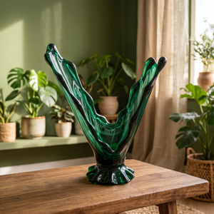 Jarrón de Vidrio Verde para Piso, Florero Decorativo Irregular, Decoración Escultural para el Hogar, para Sala de Estar - Product Image 3