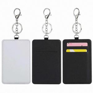 Custom Printed PU Leather Sublimation Blank Canvas Bus Card Cover Holder Wallet Case Card <b>Pouch</b> ID Badge Holder for <b>Men</b> Women - Product Image 3