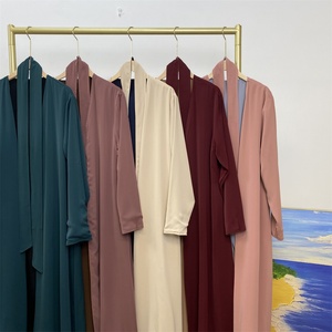 1991B# Popular Reversible Open Abaya With Side Pockets Solid Color Both Sides Wearing Muslim Women <b>Cardigan</b> - Product Image 2