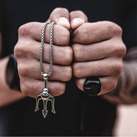 BINSHUO — pendentif pour hommes, collier Punk Trident, en acier inoxydable, Hip-hop, cadeaux pour garçons