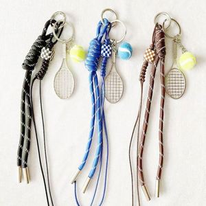 DIY Vintage Fashion Cute Alloy Mini Racket Keychain Charms Tennis Badminton Golf Design Pendant Color Nylon <b>Rope</b> Bag Phone - Product Image 4