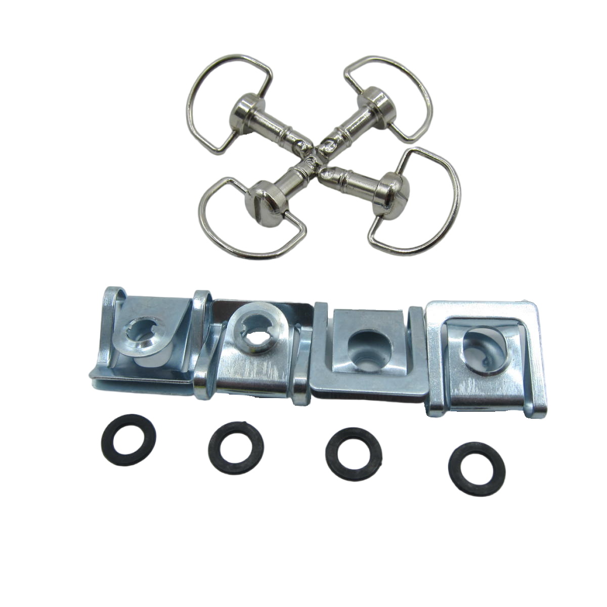 4x Dzus Fasteners Silver Quarter Turn – 17mm, Motorcycle Fairing Fasteners, Stainless Steel