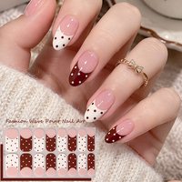 Autocollants pour ongles de Noël personnalisés avec logo, 16 feuilles, motif gingham et pois, style français, pour distributeurs