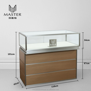 Tủ trưng bày mặt bàn lắp ráp hoàn chỉnh 	 Tủ trưng bày đồ trang sức bằng gỗ veneer vân gỗ 	 Tủ trưng bày MDF có kính và đèn LED - Product Image 3