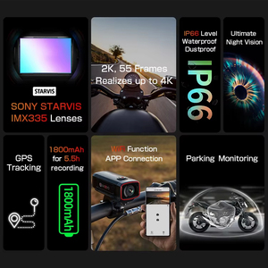 AKEEYO 2k rétroviseur de véhicule à moteur caméra de moto 1080p Loop Records Motor Dash Cam pour moto - Product Image 4