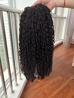 Perruque mi-longue 100 % cheveux humains vierges, coupe pixie, tresses micro-torsadées faites à la main, noir naturel, avec cordon de serrage, pour femmes noires