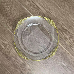 Assiettes de présentation transparentes acryliques Reef Gold Rim Assiettes à dîner en plastique jetables pour <span class=keywords><strong>assiette</strong></span> de mariage - Product Image 4