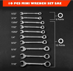 Kit de 20 clés à fourche miniatures métriques 4-11 mm et clés mixtes SAE 5/32 à 7/16 pouces – Ensemble de clés miniatures durables - Product Image 3