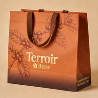 Sac en papier kraft personnalisé de luxe beige biodégradable de qualité alimentaire recyclable avec poignée en ruban pour l'emballage et le transport