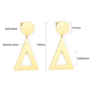 Pendientes de Moda con Patrón Geométrico, Combinación de Chapado en Oro de 18K y Acero Inoxidable, Pendientes Colgantes para Mujer - Product Image 6