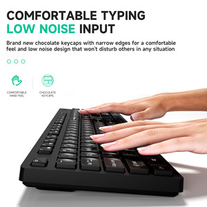 คีย์บอร์ดไร้สาย <span class=keywords><strong>QWERTY</strong></span> แบบบางเฉียบ USB 2.0เดสก์ท็อปแบบปลั๊กแอนด์เพลย์ - Product Image 4