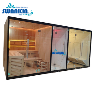 Swankia Luxury design indoor <span class=keywords><strong>spa</strong></span> vasche 4 persone wet steam dry <span class=keywords><strong>sauna</strong></span> bagno camera in legno - Product Image 1