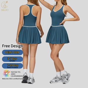 Vestido Deportivo Siluo para Mujer, sin Mangas, para <span class=keywords><strong>Tenis</strong></span>, Secado Rápido, Logotipo Personalizado, Transpirable, con Shorts <span class=keywords><strong>de</strong></span> Seguridad - Product Image 1