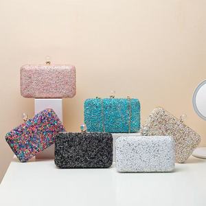 Sac de soirée de luxe pour femme, pochette carrée à bandoulière ornée de strass et de perles, idéal pour les fêtes - Product Image 5