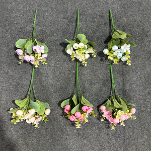 Bouquets de fleurs d'eucalyptus artificielles, roses en soie, décoration de mariage, décoration de la maison - Product Image 2