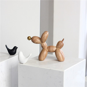Meijian populaire vente Statue décoration résine Imitation bois ballon chien maison bureau accessoires <span class=keywords><strong>lapin</strong></span> décor à la maison - Product Image 4