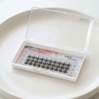 Faux cils mignons faits main, effet oreilles de chat et tournesol, série Simulation Trilogy, pour usage quotidien, avec tige en plastique et grappe de fibres synthétiques, éventail à 3 rangées