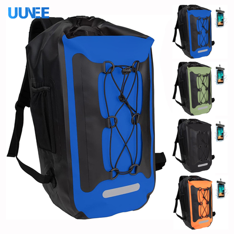 OEM Custom PVC Coated 35L Waterproof Hasp Closure Softback Unisex Backpack Fashionable Canvas Polyester Fishing Kayak Climbing