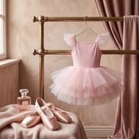 Nouvelle arrivée, robe de tutu de danse pour filles avec manches bouffantes brillantes, vêtements d'entraînement de danse