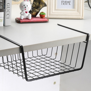 Panier sous étagère suspendu en fil métallique panier de rangement pour cuisine bureau garde-manger <span class=keywords><strong>armoire</strong></span> de salle de bain noir - Product Image 1