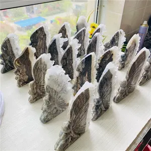 Wholesale Natural Crystal Carving Hand-carved Clear Quartz Butterfly Fairy for Healing