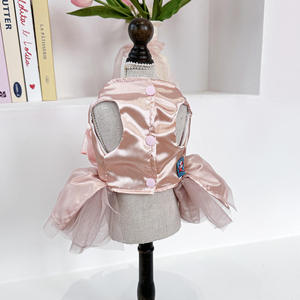 Robe tutu pour <span class=keywords><strong>chien</strong></span> Qbellpet pour petits chiens et chats, tenue en tulle rose princesse, nœud, respirante, costume de fête pour animaux de compagnie, robe de mariage pour animaux de compagnie - Product Image 5