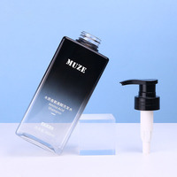 OEM/ODM Bouteille à pompe carrée de grande capacité 400ml 500ml Bouteilles en plastique noir givré pour emballage de shampooing et de lavage corporel