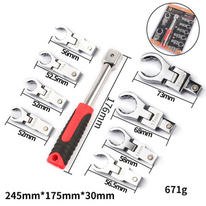 Juego de 8/9/20 piezas de Llave de trinquete de cabeza móvil desmontable, herramienta de llave de engranaje semiautomática para reparación de vehículos - Product Image 6