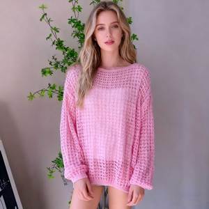 2025 nuovo maglione a scialle sottile da donna a manica lunga dolce dolce rosa lavorato a <span class=keywords><strong>maglia</strong></span> da donna - Product Image 2