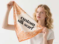 Écharpe en soie Écharpe personnalisée avec impression personnalisée et design de logo Écharpe en soie personnalisée avec logo pour l'image de marque et la mode