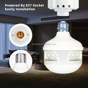 Kamera Bohlam Lampu WiFi Pintar Nirkabel 3MP Floodlight 2025 Baru, Kamera CCTV Keamanan WiFi V380 Pro Panorama 360 Derajat - Product Image 2